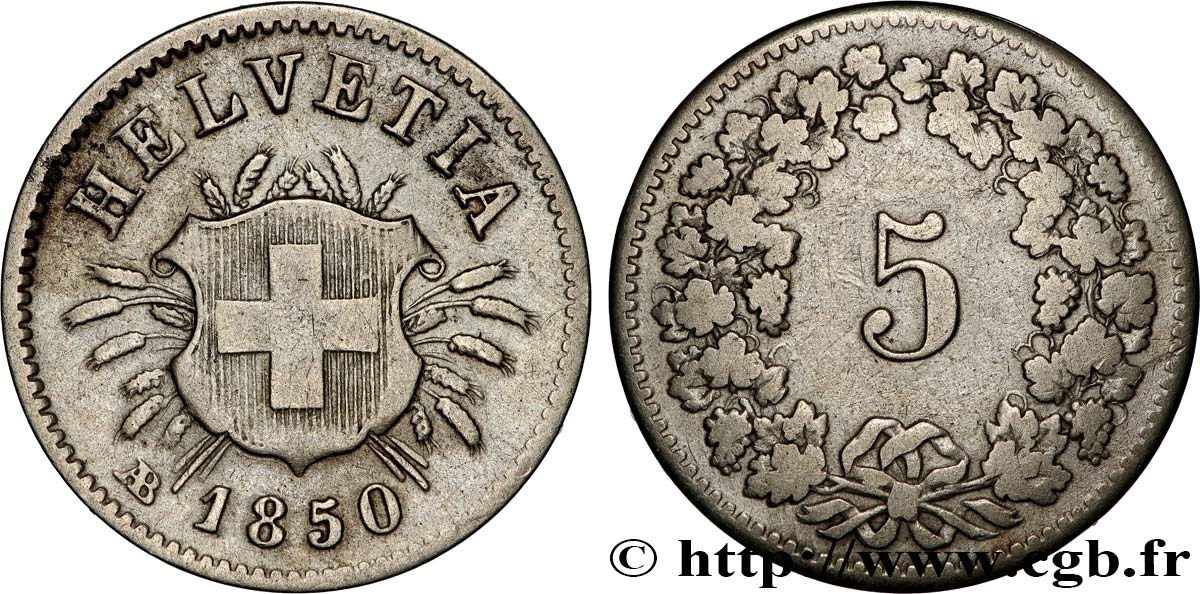 SVIZZERA  5 Centimes (Rappen) 1850 Strasbourg - BB q.BB 