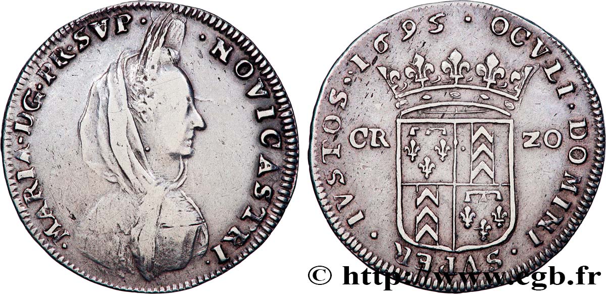 SUIZA - CANTÓN DE NEUCHATEL 20 Kreuzer Princesse Marie de Orléans-Nemours 1695  BC+ 