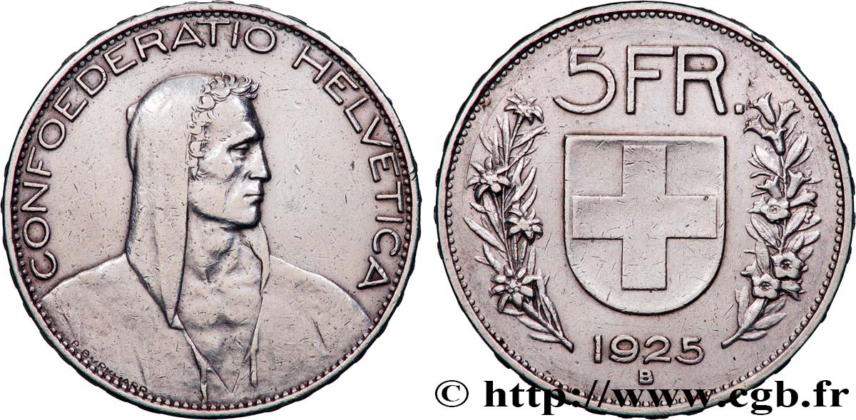 SVIZZERA  5 Francs berger 1925 Berne BB 