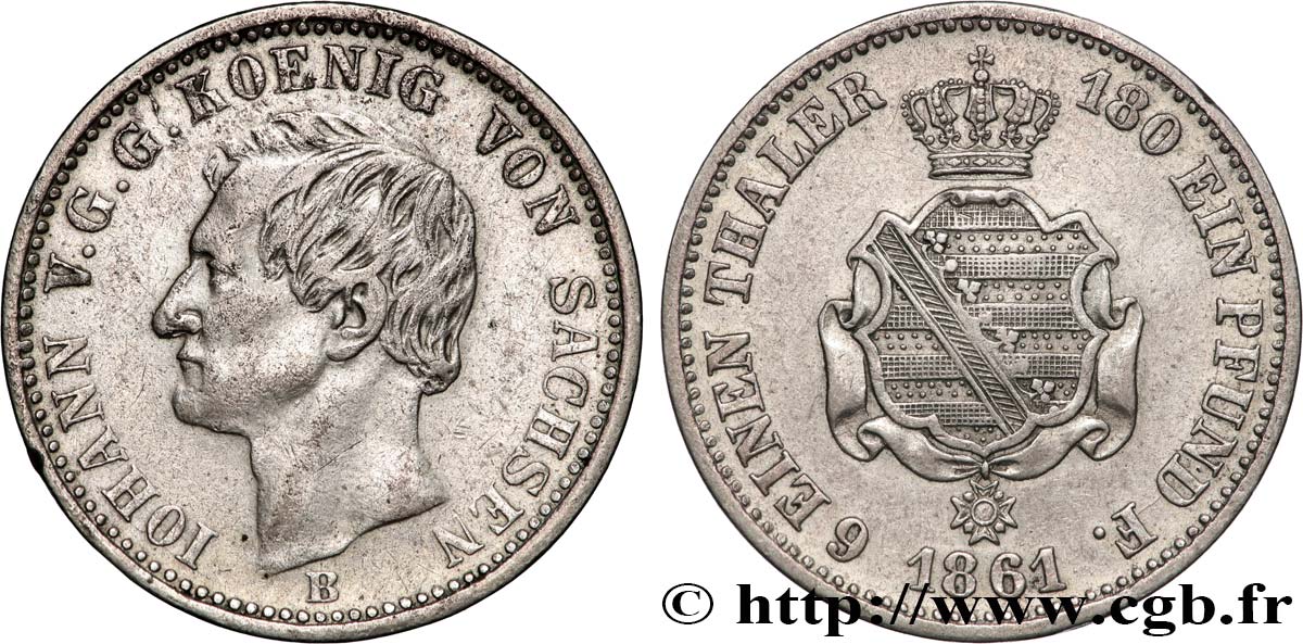 ALEMANIA - SAJONIA 1/6 Thaler Jean / blason 1861 Dresde MBC 