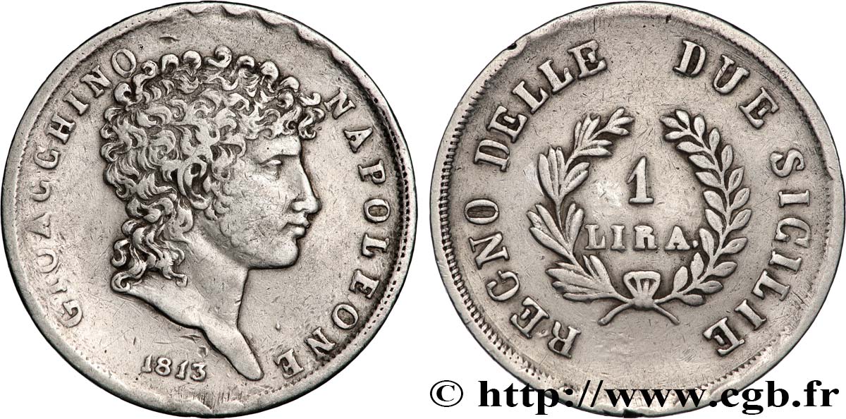 ITALY - KINGDOM OF NAPLES - JOACHIM MURAT 1 Lire  1813  XF 