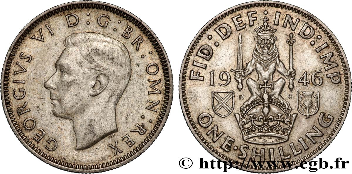 ROYAUME-UNI 1 Shilling Georges VI “Scotland reverse” 1946  TTB 