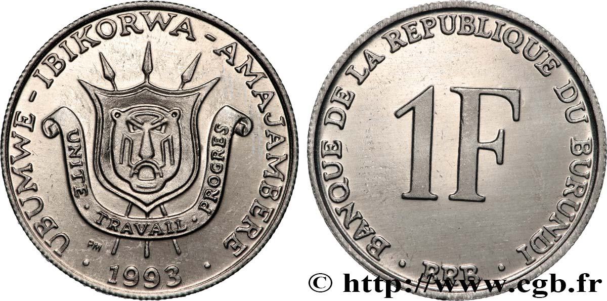 BURUNDI 1 Franc  1993 Pobjoy Mint fST 