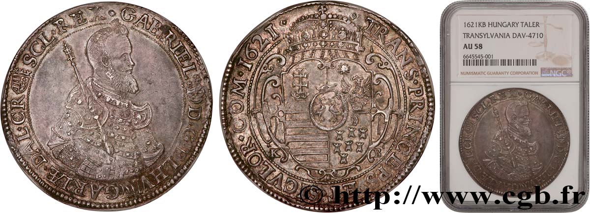 PRINCIPADO DE TRANSILVANIA - GABRIEL BETHLEN Thaler 1621 Kremnitz EBC58 NGC