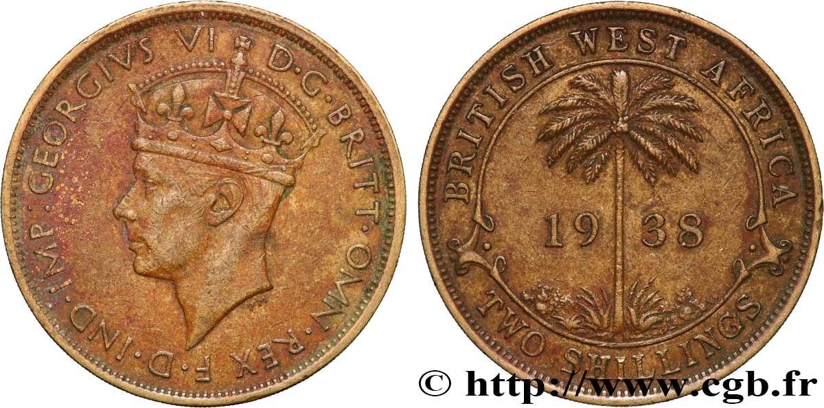 BRITISCH-WESTAFRIKA 2 Shillings Georges VI 1938 Kings Norton - KN SS 