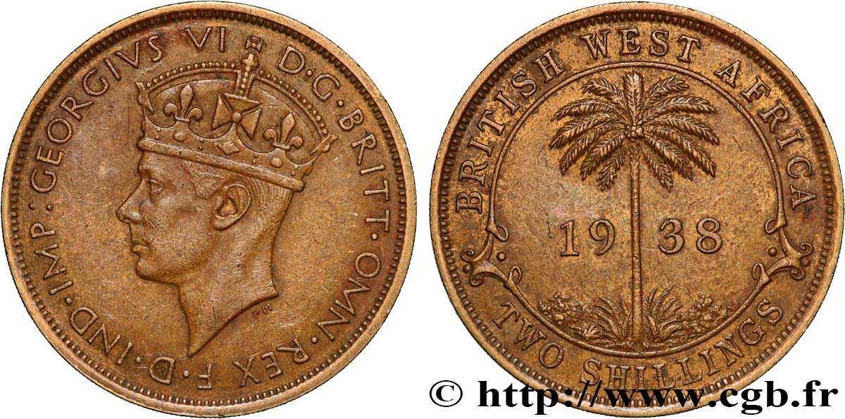 BRITISCH-WESTAFRIKA 2 Shillings Georges VI 1938 Kings Norton - KN SS 