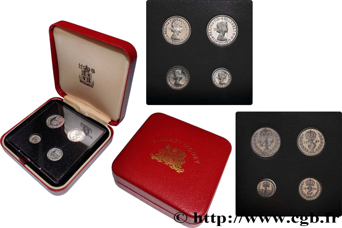 ROYAUME-UNI Maundy set - Penny, 2 pence, 3 pence et 4 pence 1989  BU 