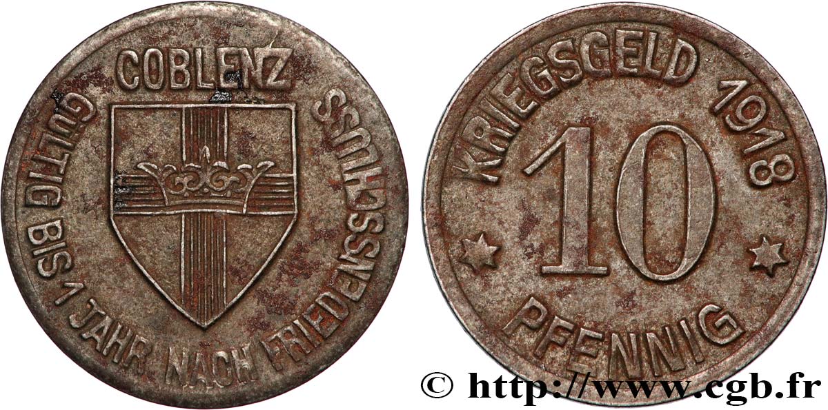 GERMANIA - Notgeld 10 Pfennig Coblenz (Coblence) 1918  BB 