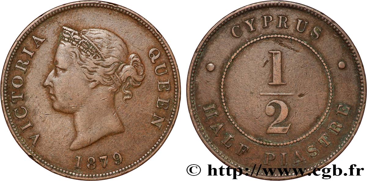 CIPRO 1/2 Piastre Victoria 1879  BB 