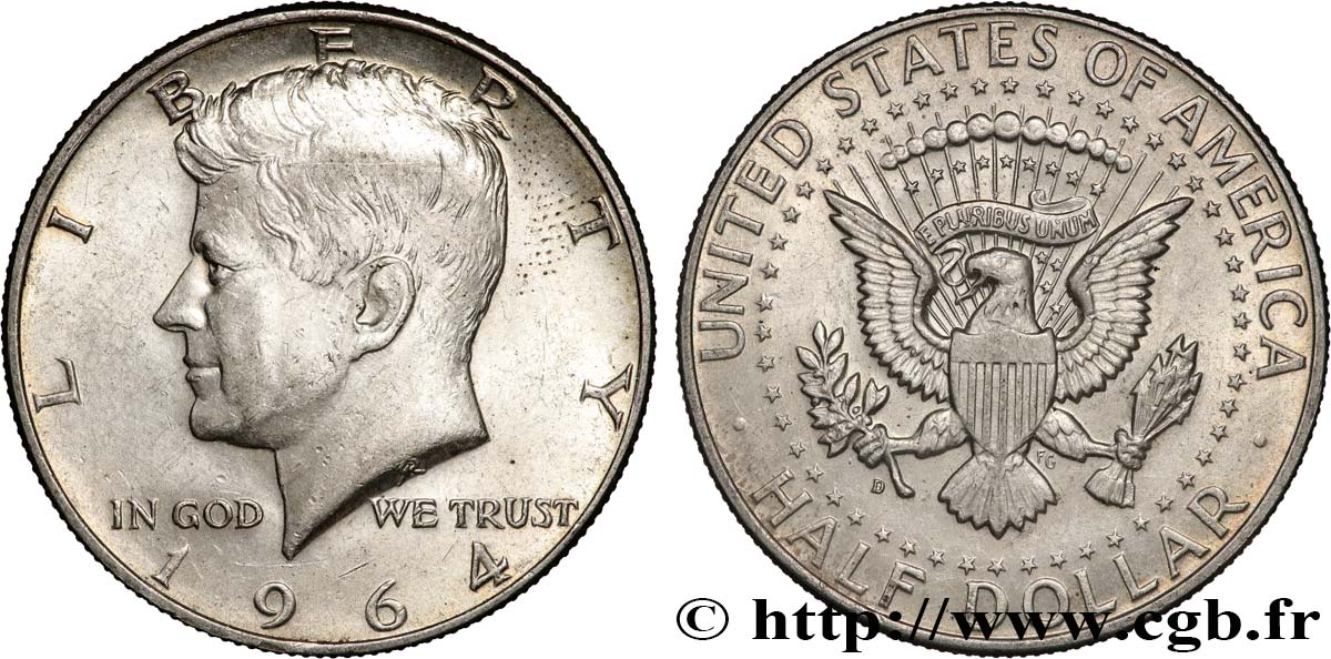 VEREINIGTE STAATEN VON AMERIKA 1/2 Dollar Kennedy 1964 Philadelphie fVZ 