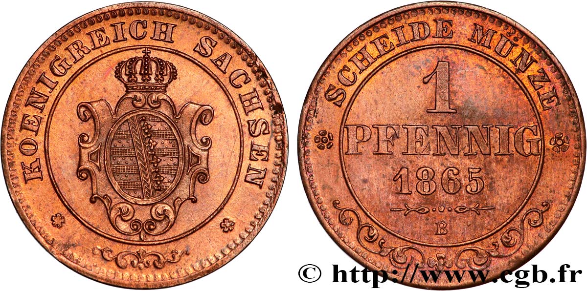 GERMANY - SAXONY 1 Pfennig 1865 Dresde AU 