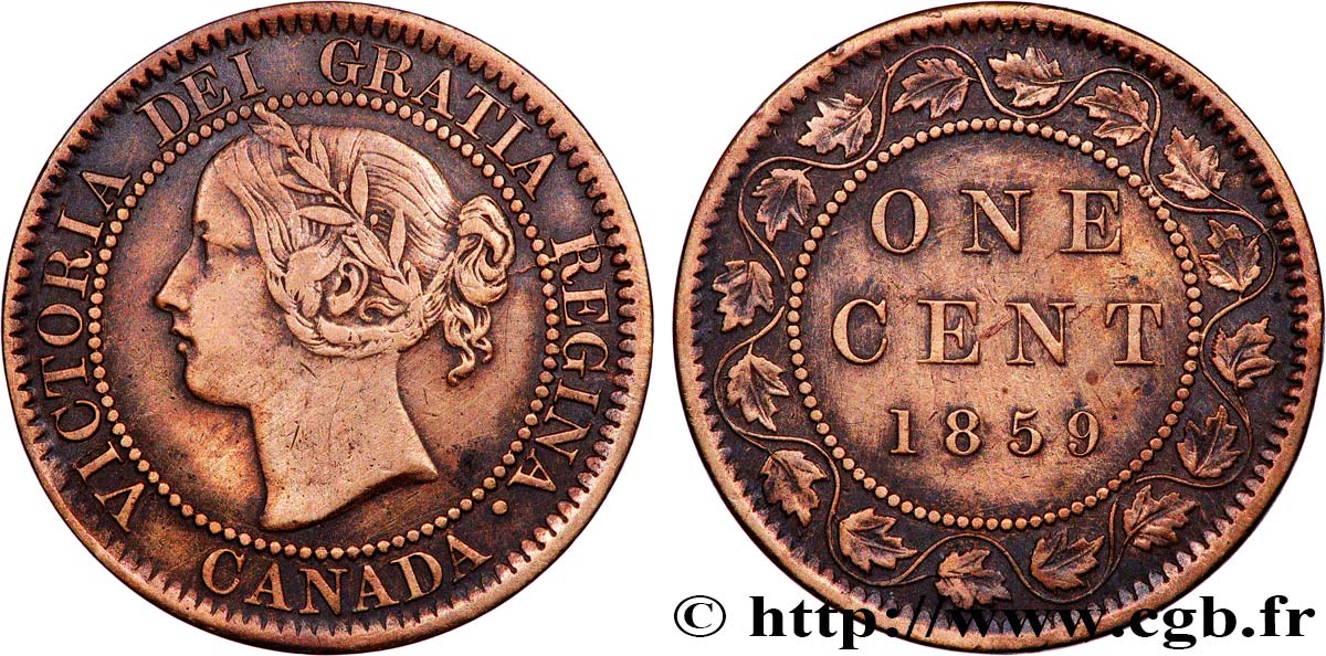 CANADA 1 Cent Victoria 1859  TTB 