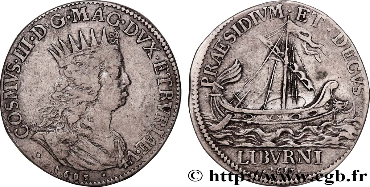 ITALY - LIVORNO - COSIMO III DE  MEDICI Mezzo Tollero 1683 Florence XF 