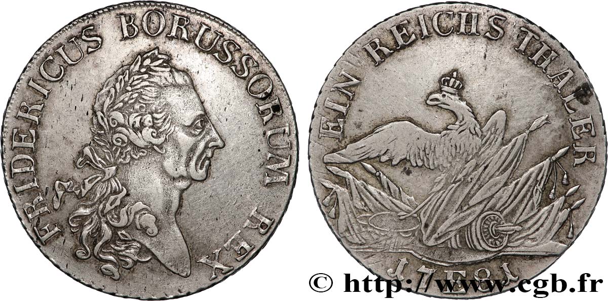 GERMANY - KINGDOM OF PRUSSIA - FREDERICK II THE GREAT Thaler  1781 Königsberg XF 