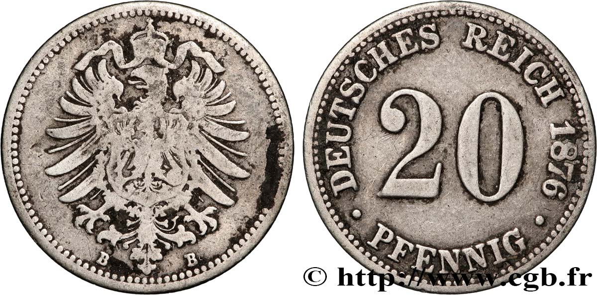 GERMANY 20 Pfennig 1876 Hanovre VF 