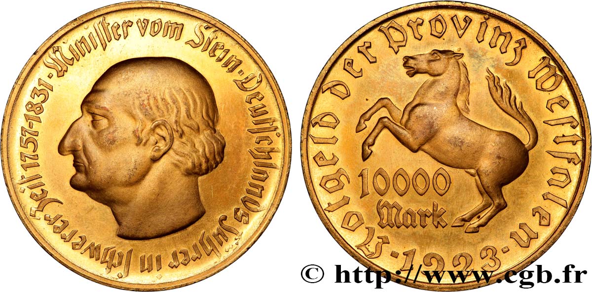 ALEMANIA 10000 Mark  Westphalie vom Stein 1923  EBC 