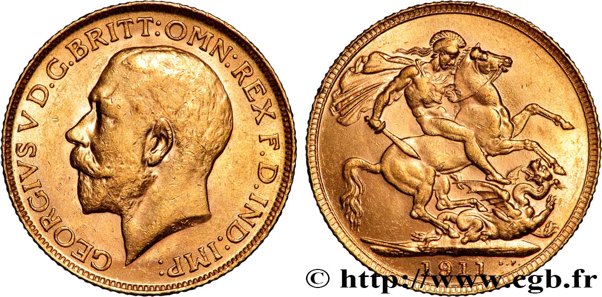 INVESTMENT GOLD 1 Souverain Georges V 1911 Londres MBC+ 