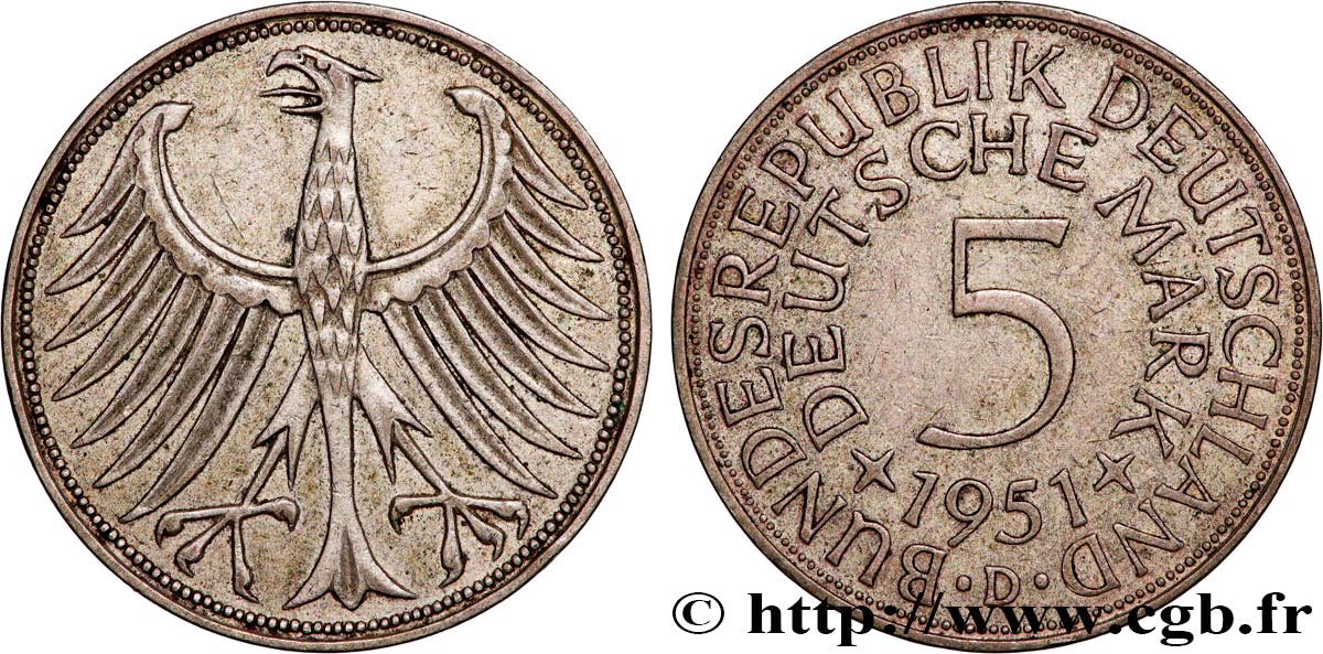 ALEMANIA 5 Mark aigle 1951 Munich MBC 