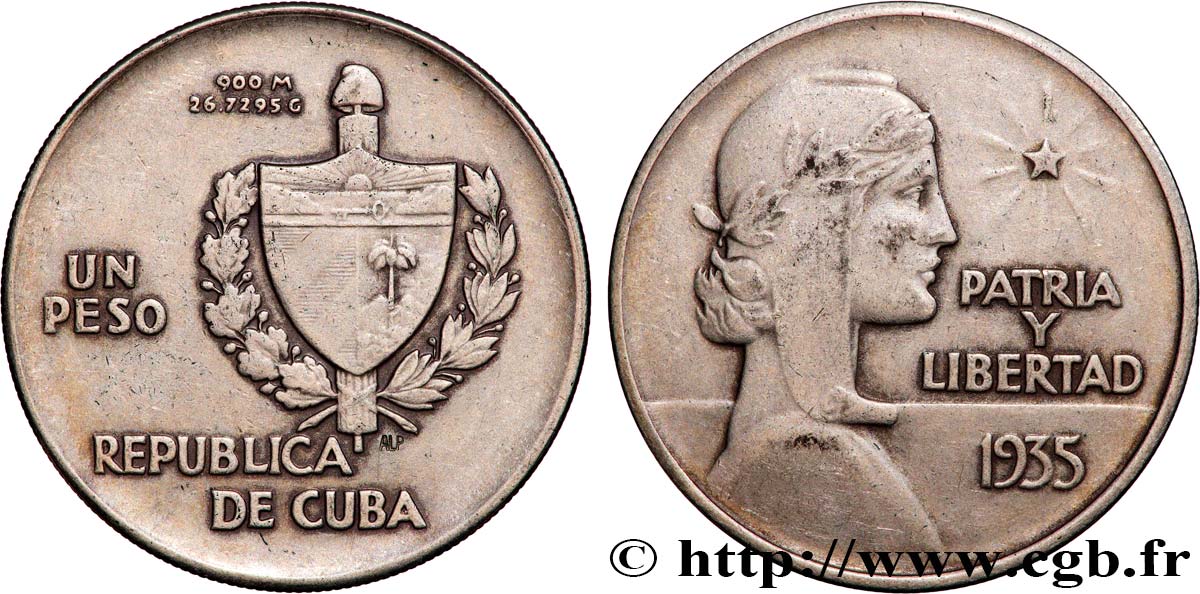 CUBA 1 Peso 1935  q.BB 