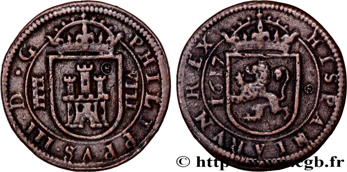 SPAIN - KINGDOM OF SPAIN - PHILIP III 8 Maravedis (reproduction) 1617 Ségovie XF 