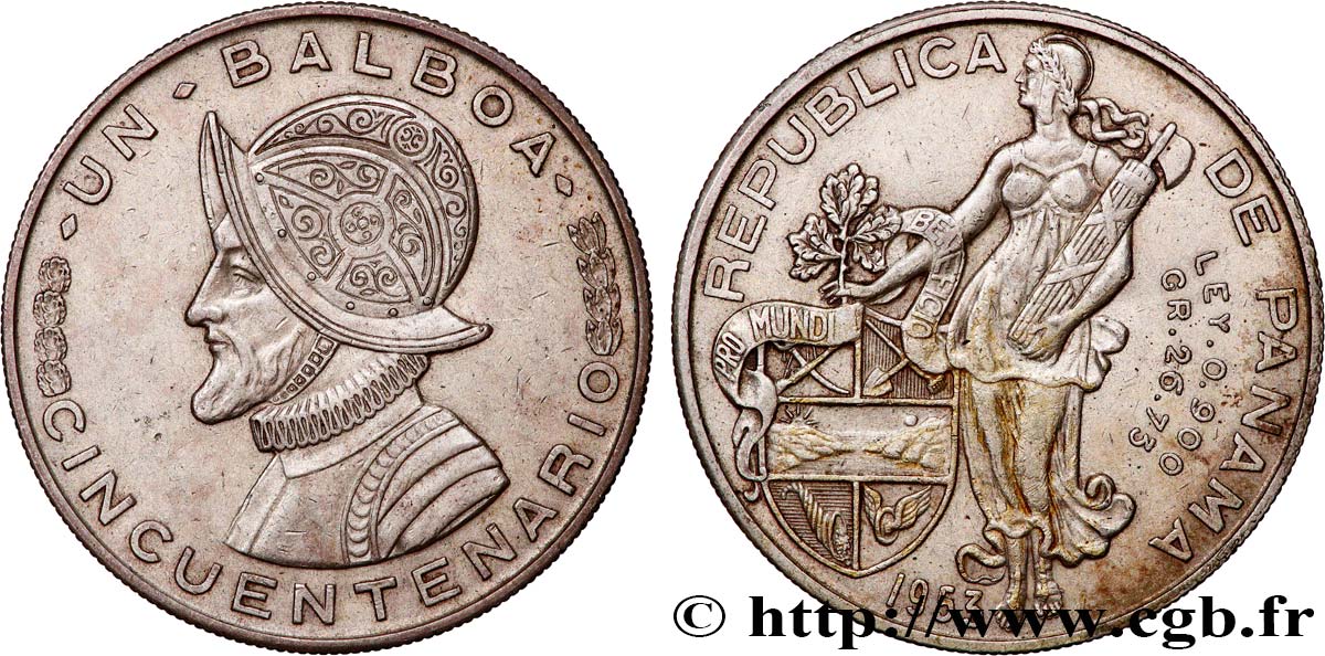 PANAMA 1 Balboa Vasco Nunez de Balboa 1953  q.SPL 