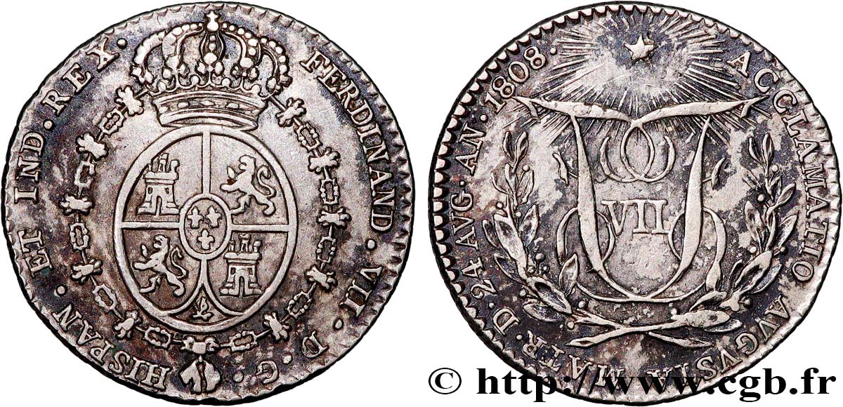 ESPAGNE - ROYAUME D ESPAGNE - FERDINAND VII Médaille d’acclamation au module de 1 Real 1808 Madrid TTB 