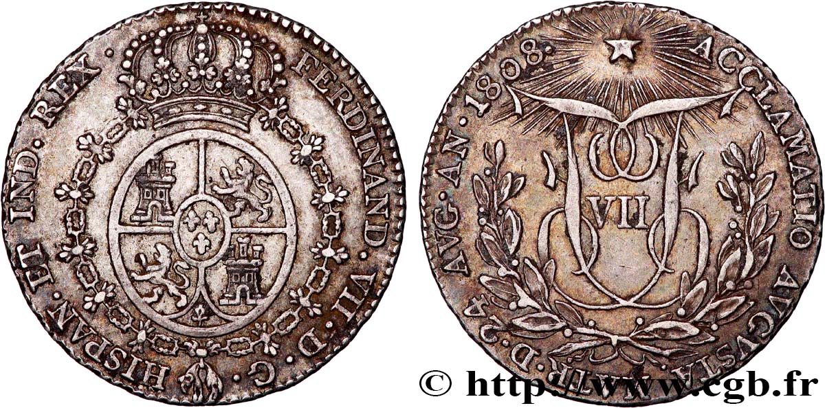 SPANIEN - KÖNIGREICH SPANIEN - FERDINAND VII. Médaille d’acclamation au module de 2 Reales 1808 Madrid fVZ 