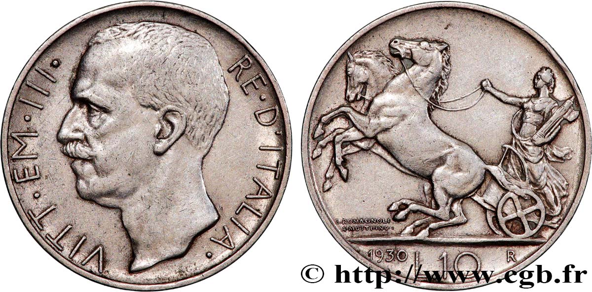 ITALY - KINGDOM OF ITALY - VICTOR-EMMANUEL III 10 Lire  1930 Rome XF 