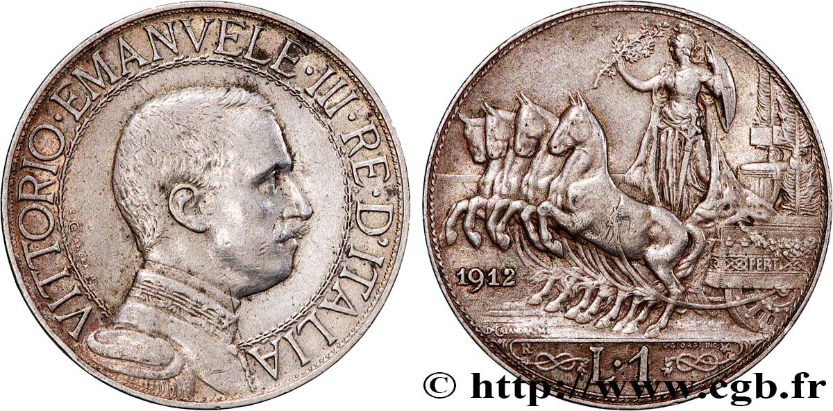 ITALIA - REINO DE ITALIA - VÍCTOR-MANUEL III 1 Lire  1912 Rome MBC 