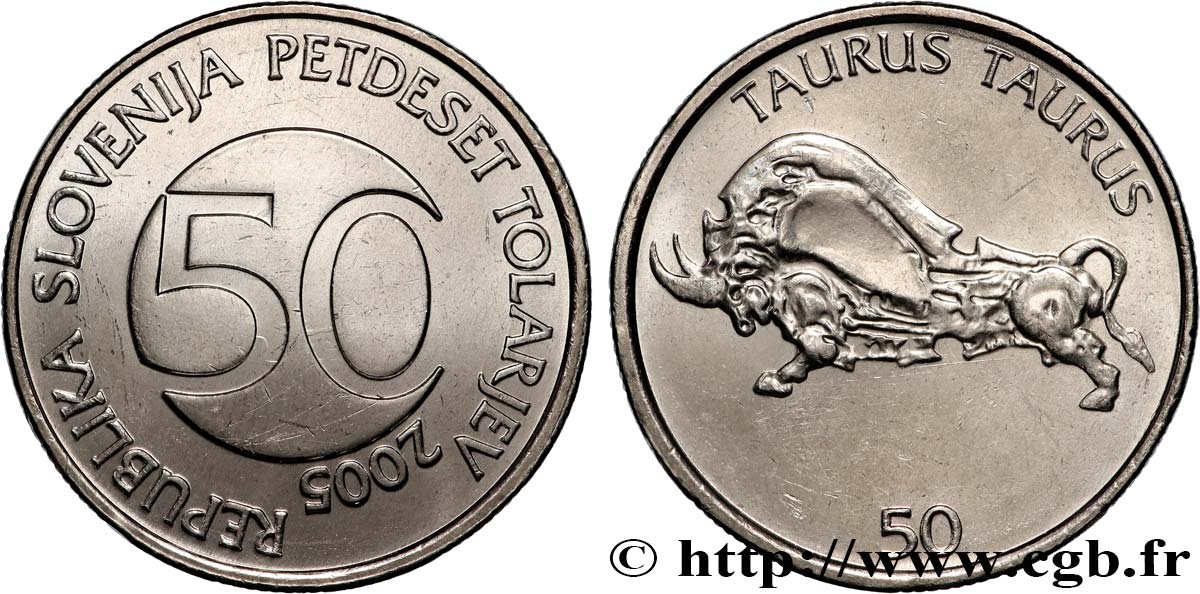 SLOVÉNIE 50 Tolarjev taureau stylisé 2005  SPL 