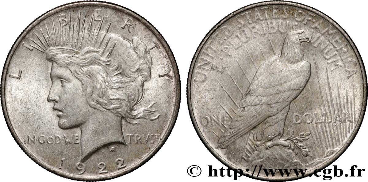 UNITED STATES OF AMERICA 1 Dollar Peace 1922 Philadelphie AU 