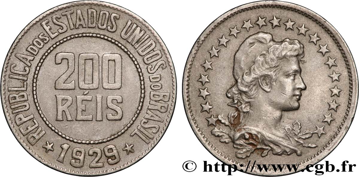 BRAZIL 200 reis 1929 Rio de Janeiro MS 