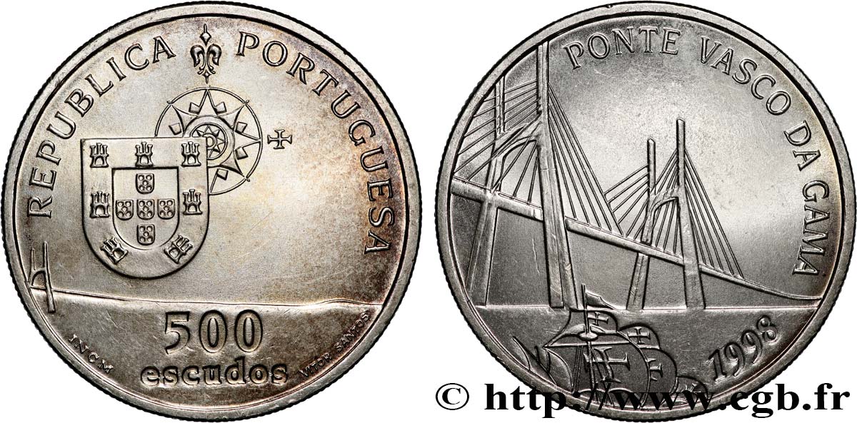 PORTUGAL 500 Escudos Pont Vasco de Gama 1998  SPL 