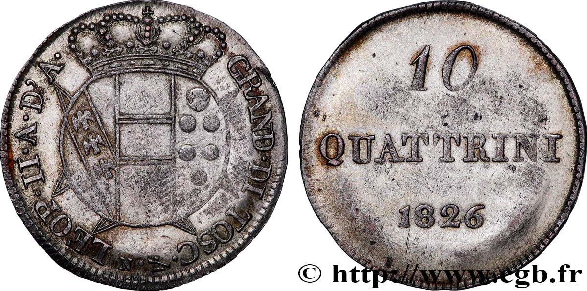 ITALIA - GRAN DUCADO DE TOSCANA - LEOPOLDO II 10 Quattrini  1858 Florence EBC 