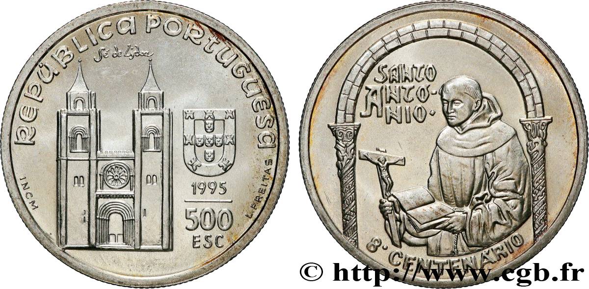 PORTUGAL 500 Escudos 800e anniversaire de la naissance de St Antoine 1995  MS 