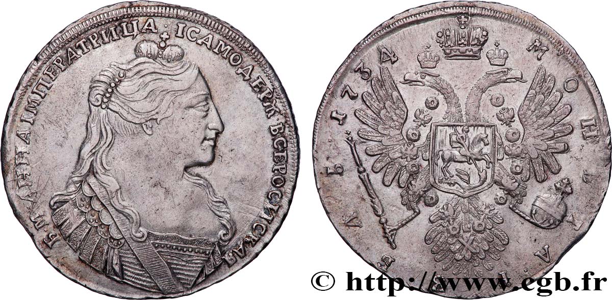 RUSSIA - ANNE Rouble 1734 Moscou MBC 