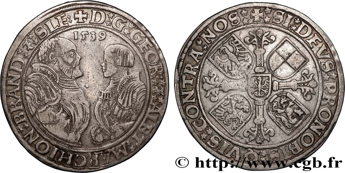 GERMANIA - BRANDEBURGO 1 Thaler Brandebourg-Franconie Georges et Albert II 1539 Schwabach BB 