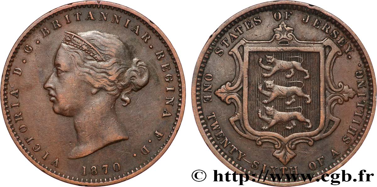 JERSEY 1/26 Shilling Victoria 1870  TTB 