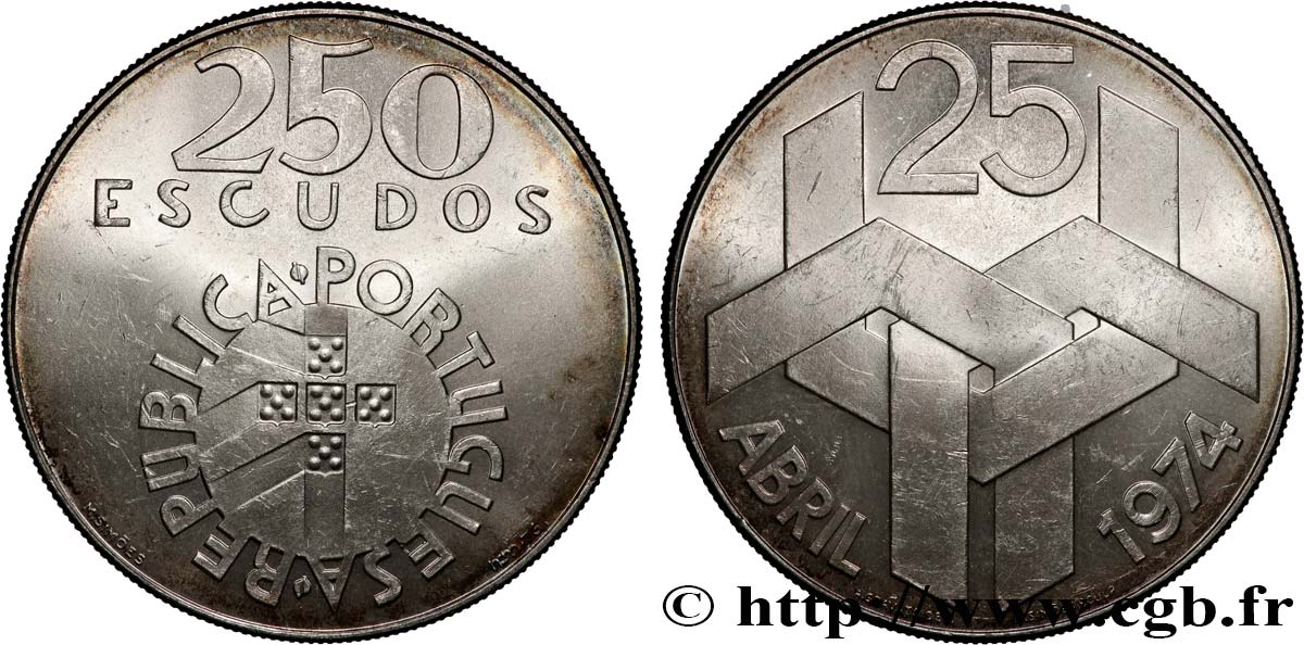 PORTUGAL 250 Escudos 2e anniversaire révolution des oeillets 1976  AU 