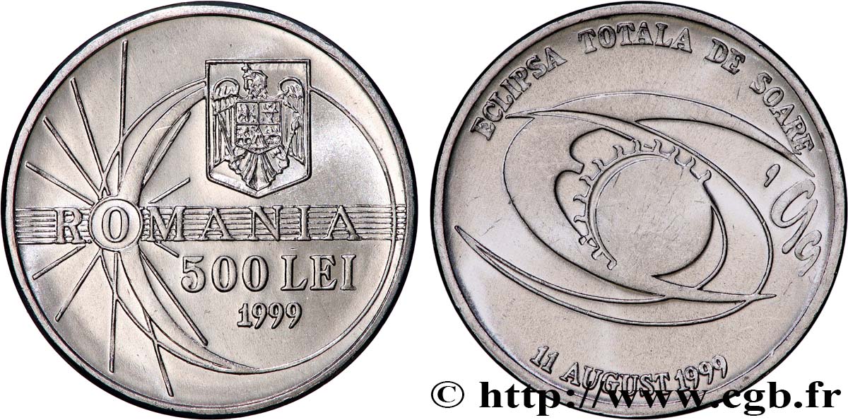 ROUMANIE 500 Lei éclipse de soleil (tranche A) 1999  SPL 