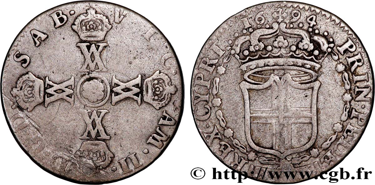 SAVOIE - DUCHÉ DE SAVOIE - VICTOR-AMÉDÉE II 15 Soldi 1694 Turin VF 