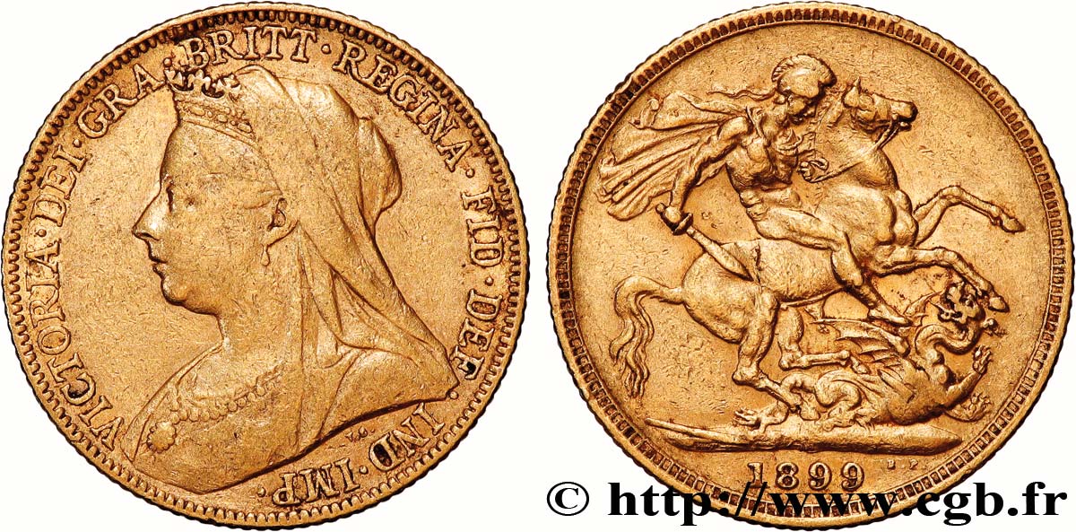 AUSTRALIE - VICTORIA 1 Souverain Victoria type vieille tête 1899 Melbourne TTB 