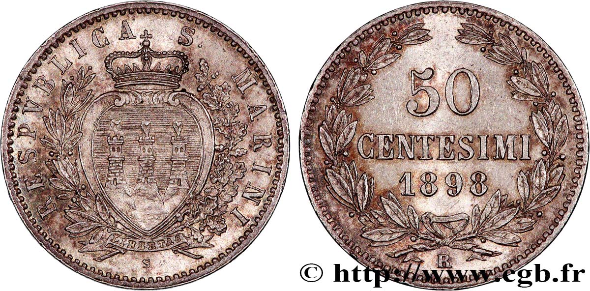 SAN MARINO 50 Centesimi 1898 Rome SC 