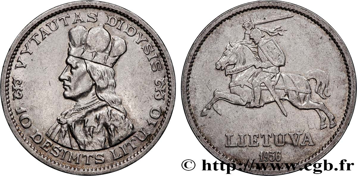 LITUANIA 10 Litu Vytautas le Grand 1936  q.SPL 