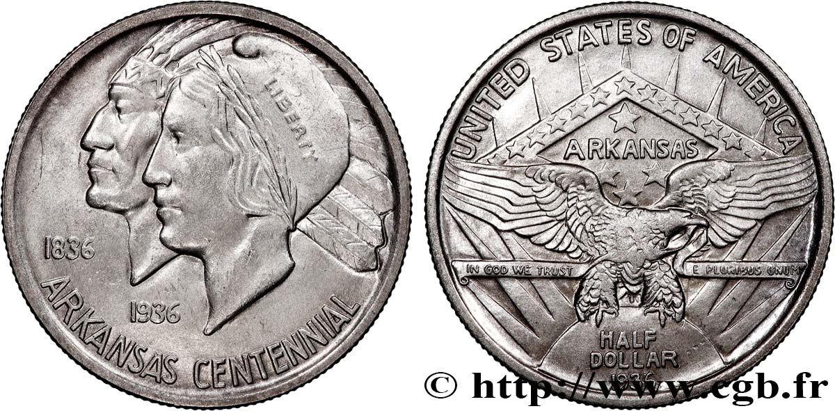 ÉTATS-UNIS D AMÉRIQUE 1/2 Dollar Arkansas 1936 Philadelphie SUP 