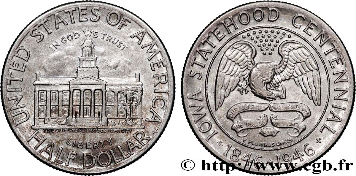 STATI UNITI D AMERICA 1/2 Dollar Iowa 1946 Philadelphie SPL 