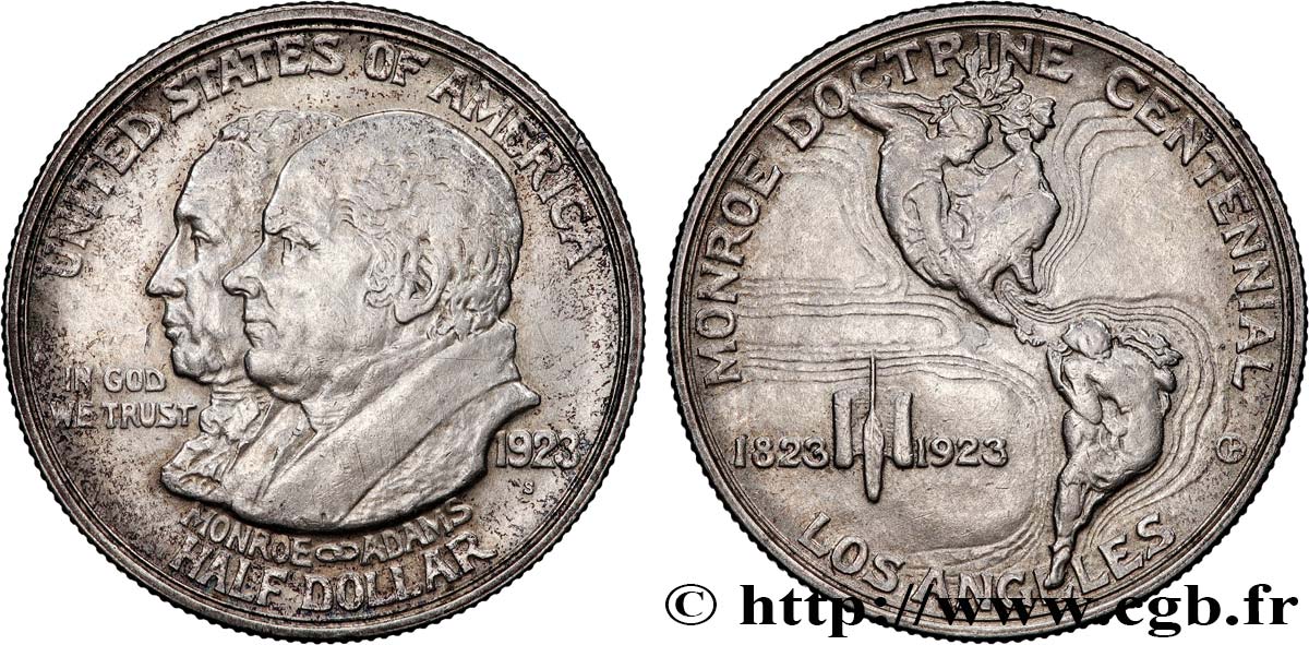 ÉTATS-UNIS D AMÉRIQUE 1/2 Dollar centenaire de la doctrine Monroe 1923 San Francisco TTB 
