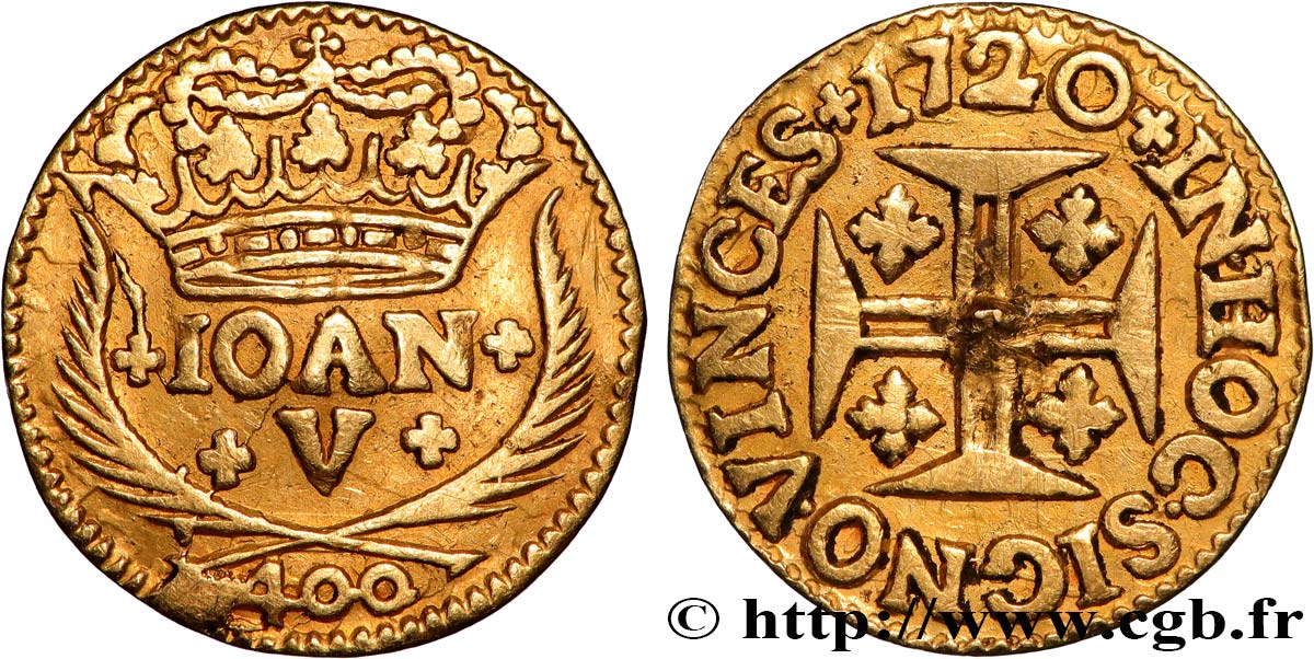 PORTUGAL - KINGDOM OF PORTUGAL - JOHN V 400 Réis Jean V 1720 Lisbonne XF 