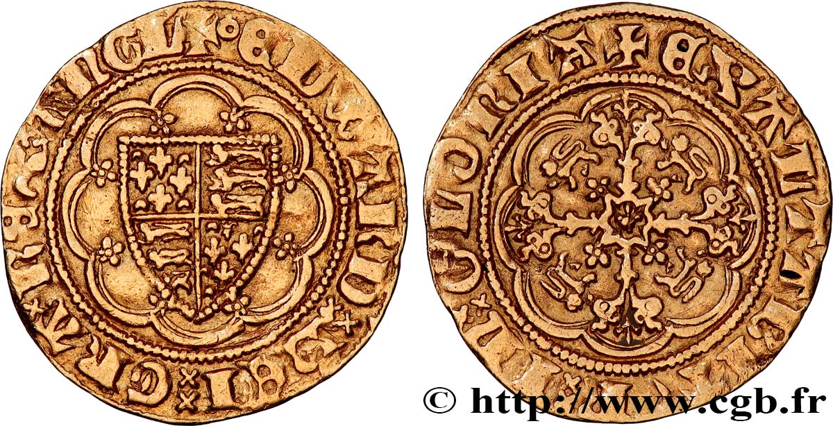 ANGLETERRE - ROYAUME D ANGLETERRE- ÉDOUARD III Quart de noble d’or  n.d. Londres TTB+ 