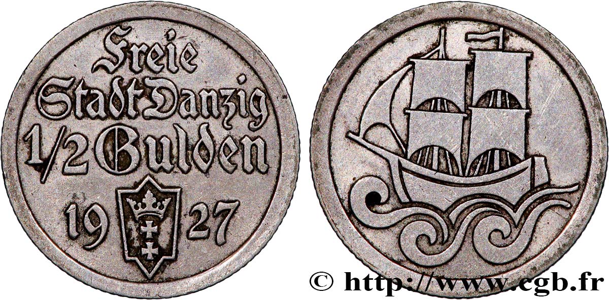 DANTZIG - VILLE LIBRE DE DANTZIG 1/2 Gulden 1927  TTB 